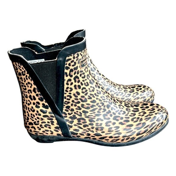 Women's London Fog Piccadilly Waterproof Leopard Animal Print Rain Boots Size 8 - Picture 2 of 9